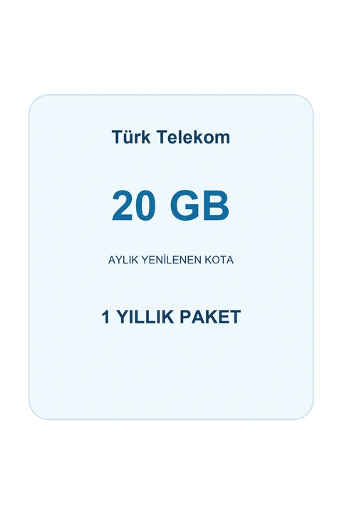 Türk Telekom M2M 20 GB Aylık Kota Yıllık Paket