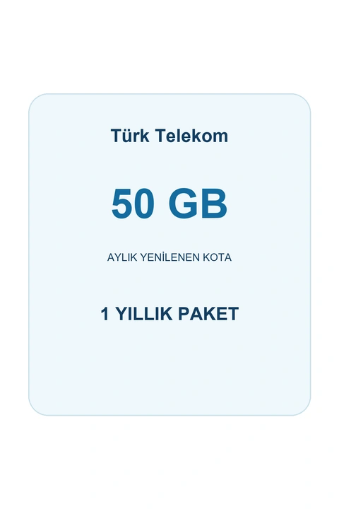 Türk Telekom M2M 50 GB Aylık Kota Yıllık Paket