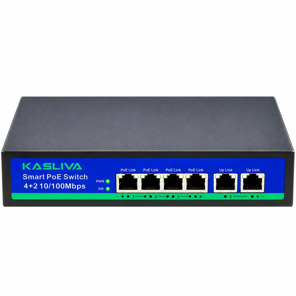 Kasliva KL-404 4 Port PoE, 2 Port Gigabit Uplink Switch