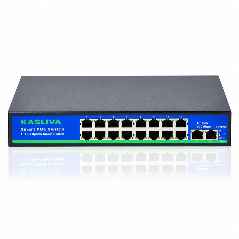 Kasliva KL-416 16 Port PoE, 2 Port Gigabit Uplink Switch