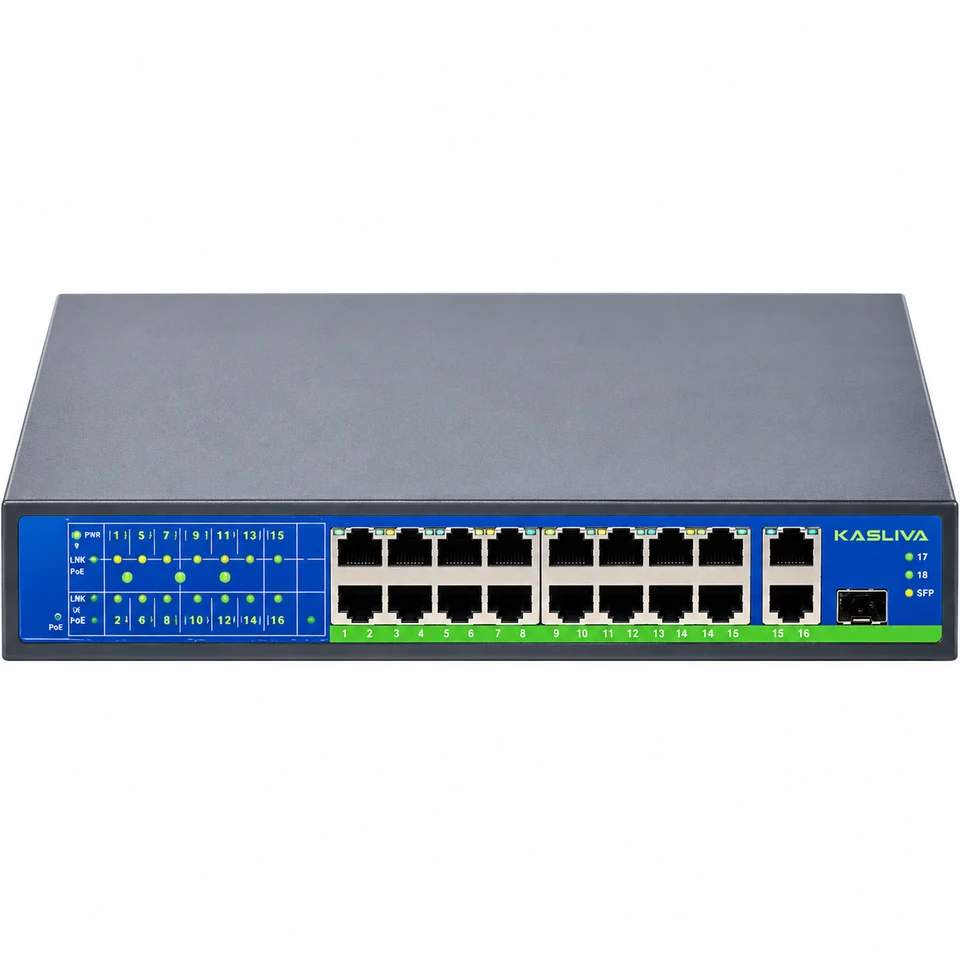 Kasliva KL-F416 16 Port PoE, 2 Port Gigabit Uplink, 1 SFP Switch