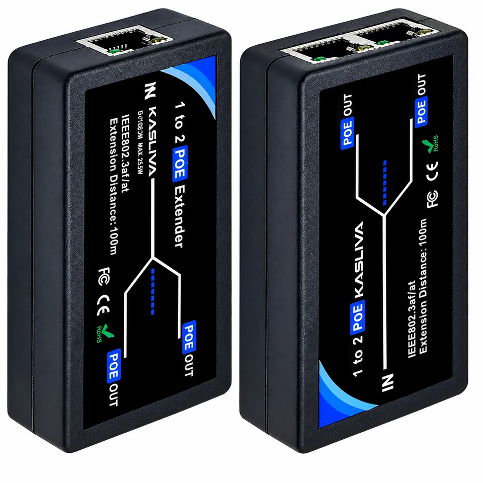 Kasliva KL-PE012 2 Çıkışlı PoE Mesafe Uzatıcı