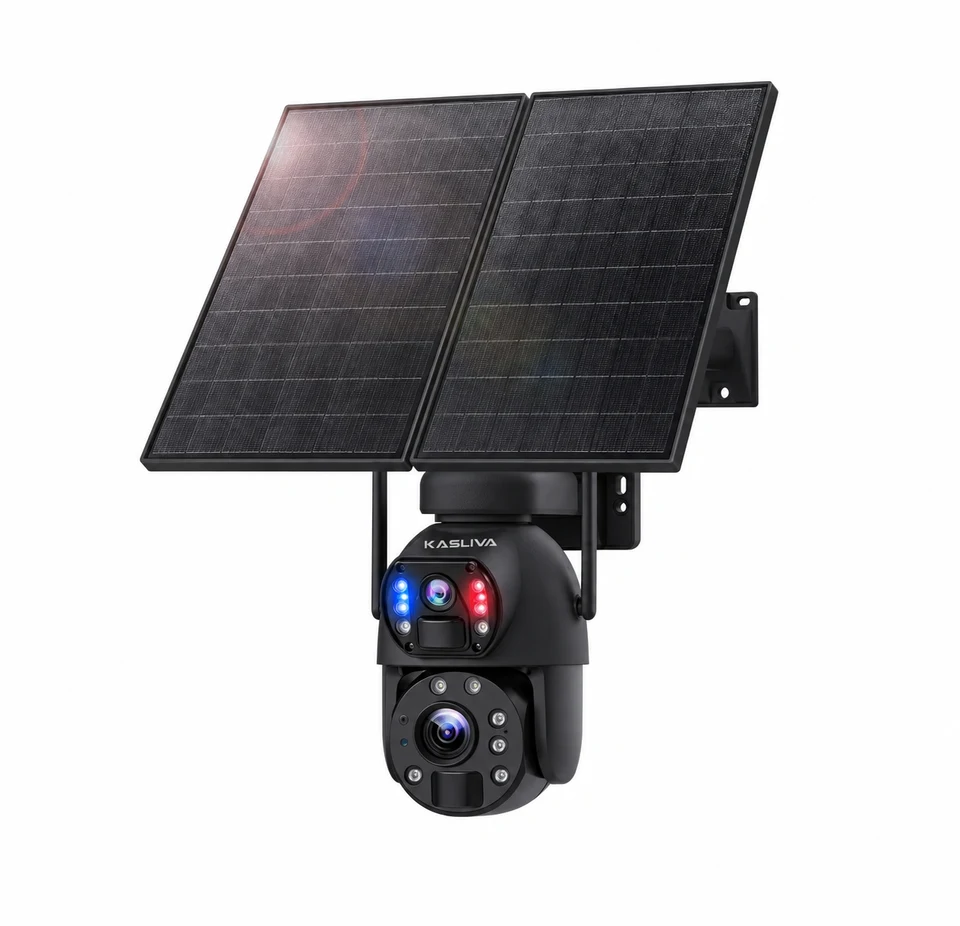 Kasliva KL-S436 6MP 36X Zoom Alarm Işıklı 2 Kameralı Solar PTZ 4G Sim Kartlı Kamera