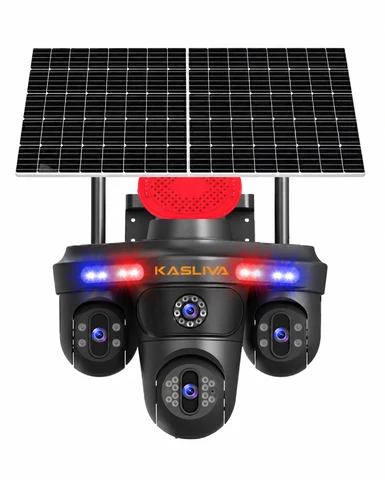 Kasliva KL-S439 3 Kameralı 3PTZ Sim Kartlı AOV 2 Güneş Panelli Solar 6MP eSİM PTZ Kamera