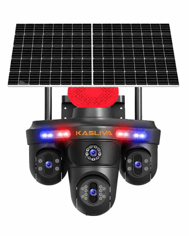 Kasliva KL-S439 3 Kameralı 3PTZ Sim Kartlı AOV 2 Güneş Panelli Solar 6MP eSİM PTZ Kamera