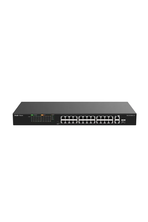 Reyee RG-ES126FGS-LP 24 Port 100Mbps PoE, 2 Port GB RJ45/1 SFP Combo Uplink Ports Yönetilmez PoE Switch