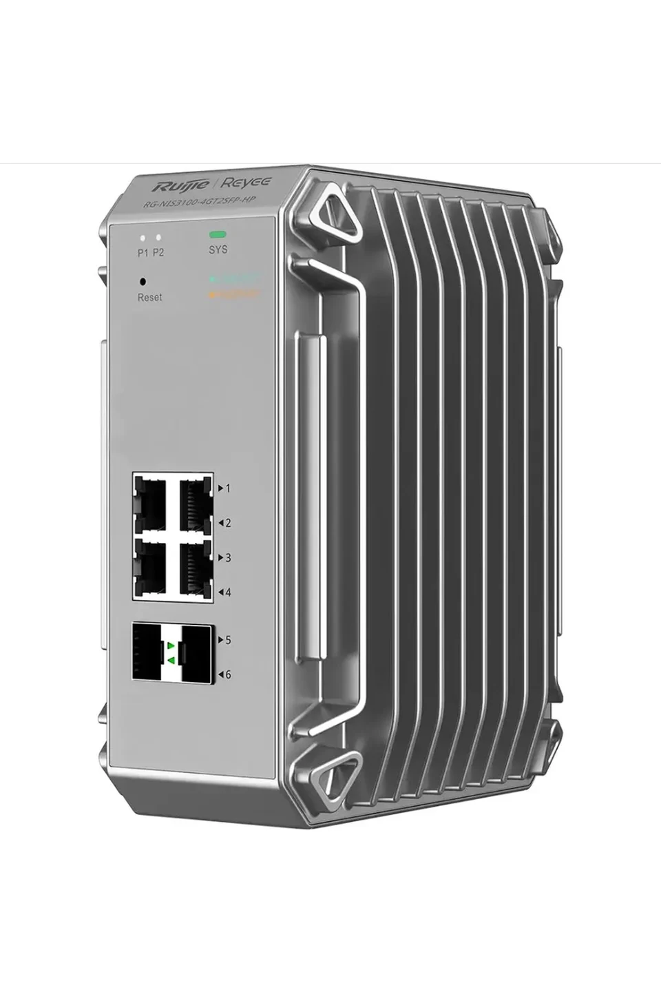 Reyee RG-NIS3100-4GT2SFP-HP 4 Port Gigabit PoE+, 2 SFP Uplink Port Yönetilebilir Endüstriyel Switch