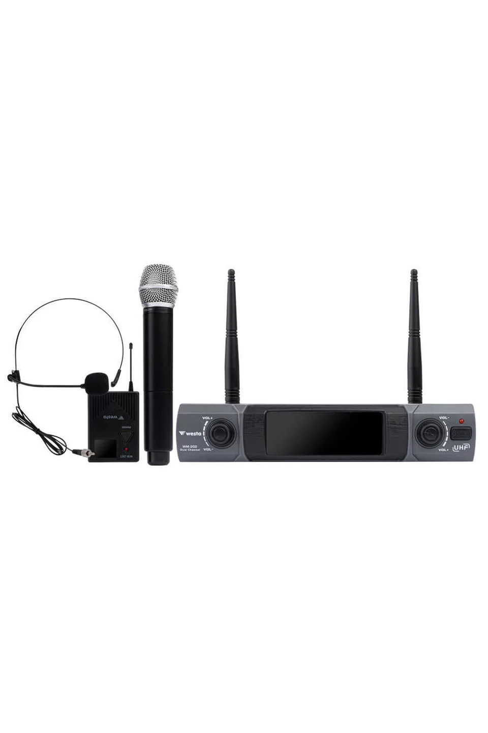 WM-202HT Westa 2 Kanal UHF El + Yaka (HeadSet) Mikrofon Seti