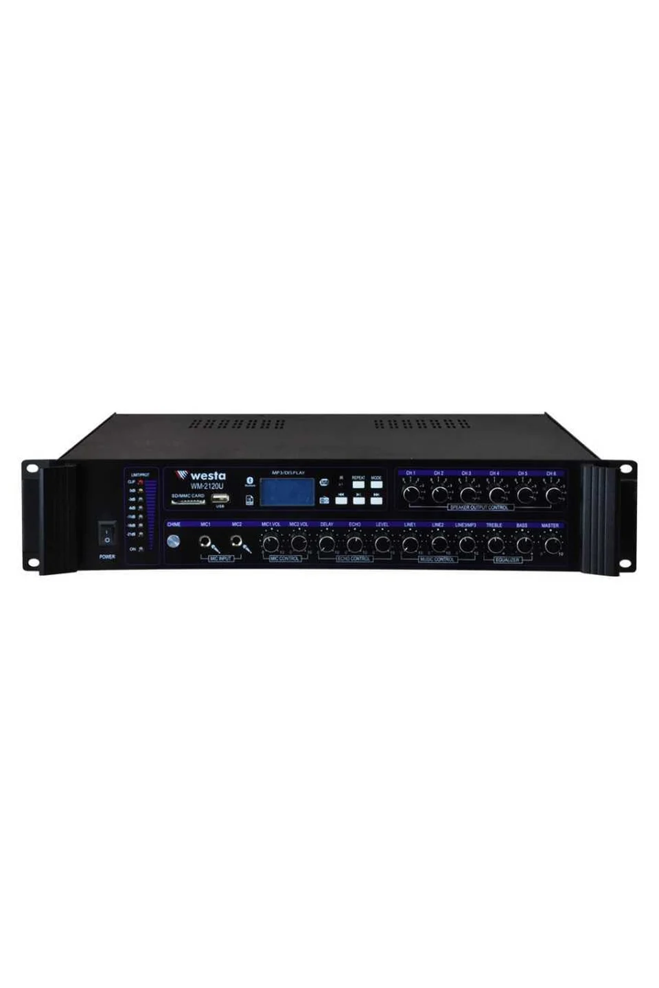 Westa WM-2120U 120 Watt LCD Ekran 6 Bölge USB/MP3/Bluetooth Hat Trafolu Mikser Amplifier