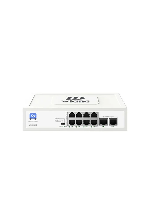 Wiking WK-PS210 8 Port 100Mbps PoE, 2 Port 100Mbps Uplink Port Yönetilmez PoE Switch