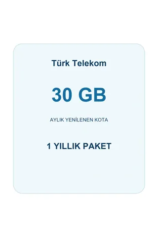 Türk Telekom M2M 30 GB Aylık Kota Yıllık Paket