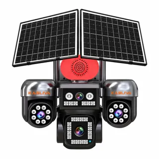 Kasliva KL-S446 4 Kameralı Sim Kartlı 3 TELEFON KONTROLLÜ AOV Çift Güneş Panelli Solar 12MP eSİM PTZ Kamera