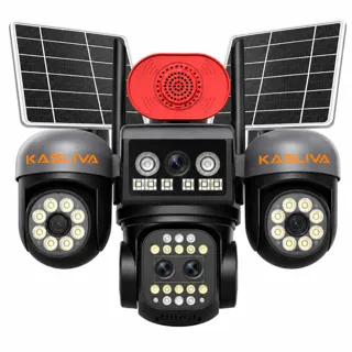 Kasliva KL-S448 4 Kameralı 3PTZ 18X ZOOM Sim Kartlı AOV Çift Güneş Panelli Solar 12MP eSİM PTZ Kamera
