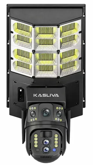 Kasliva KL-SL400X 4MP 2 Kameralı 10X Optik Zoom 4G Sim Kartlı Solar Panelli Sokak Lambası