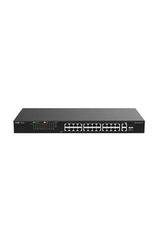 Reyee RG-ES126FGS-LP 24 Port 100Mbps PoE, 2 Port GB RJ45/1 SFP Combo Uplink Ports Yönetilmez PoE Switch