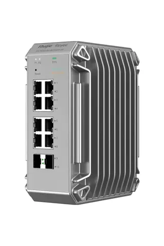 Reyee RG-NIS3100-8GT2SFP-HP 8 Port Gigabit PoE+, 2 SFP Uplink Port Yönetilebilir Endüstriyel Switch