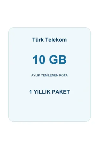 Türk Telekom M2M 10 GB Aylık Kota Yıllık Paket
